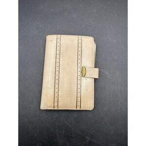 Vintage White & Brass Vintage Cowhide Wallet - great condition